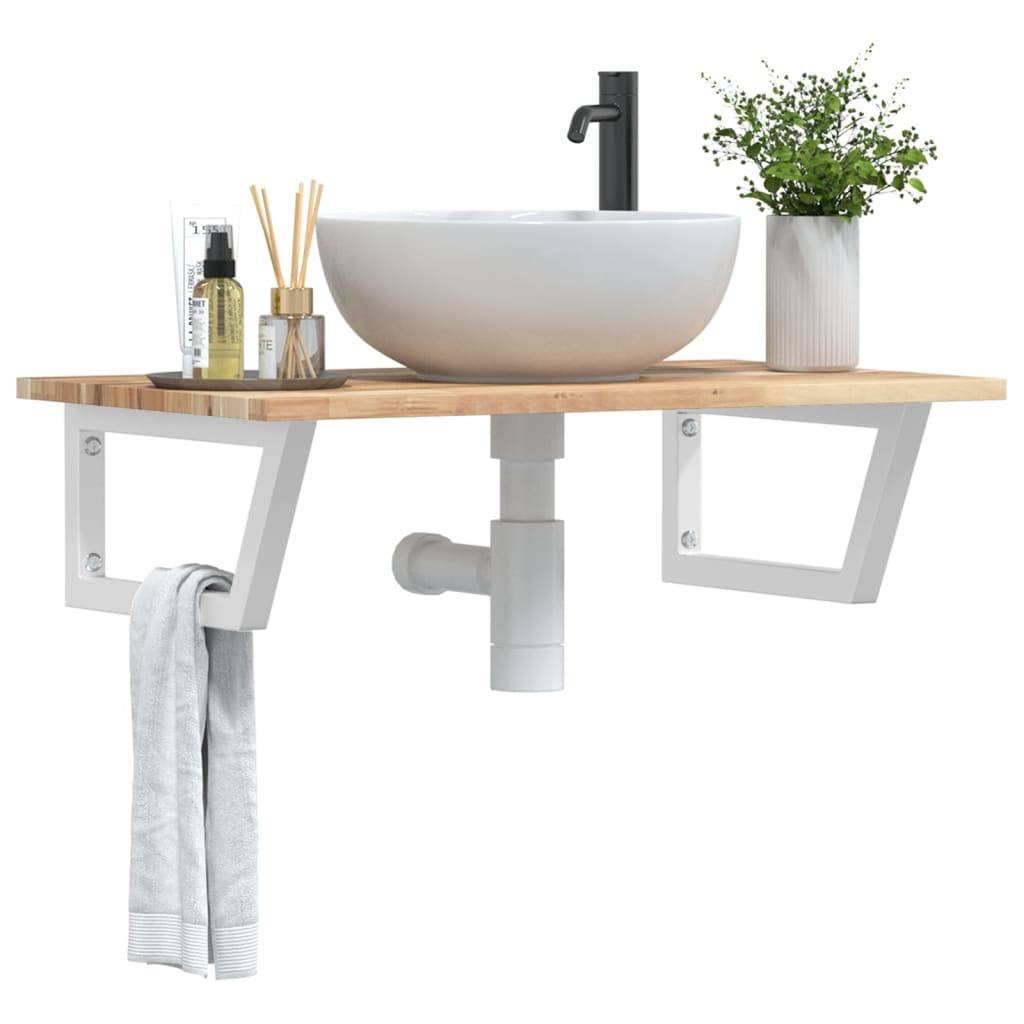 vidaXL Waschbeckenregal Wandmontage Stahl und Akazienholz