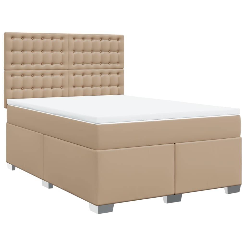 vidaXL Boxspringbett Matratze Cappuccino-Braun 160x200 cm Kunstleder