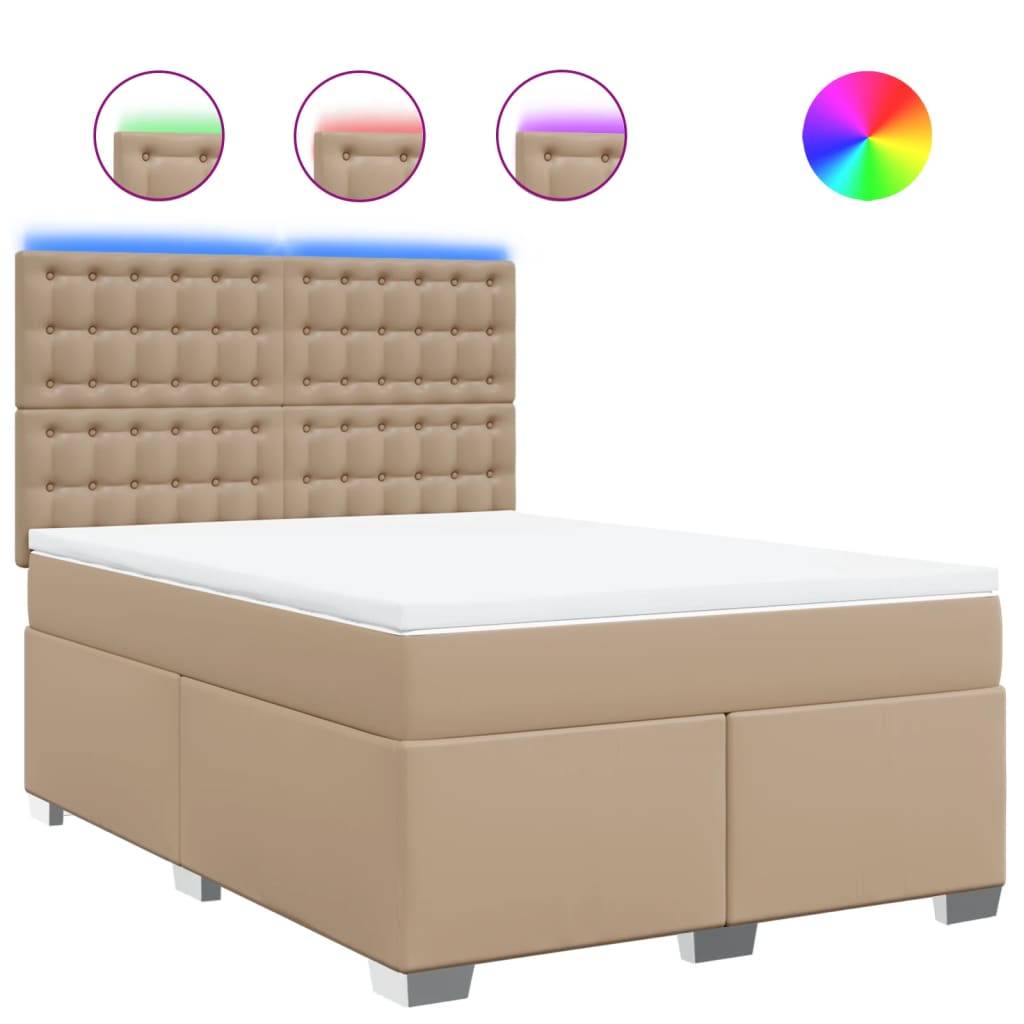 vidaXL Boxspringbett Matratze Cappuccino-Braun 160x200 cm Kunstleder