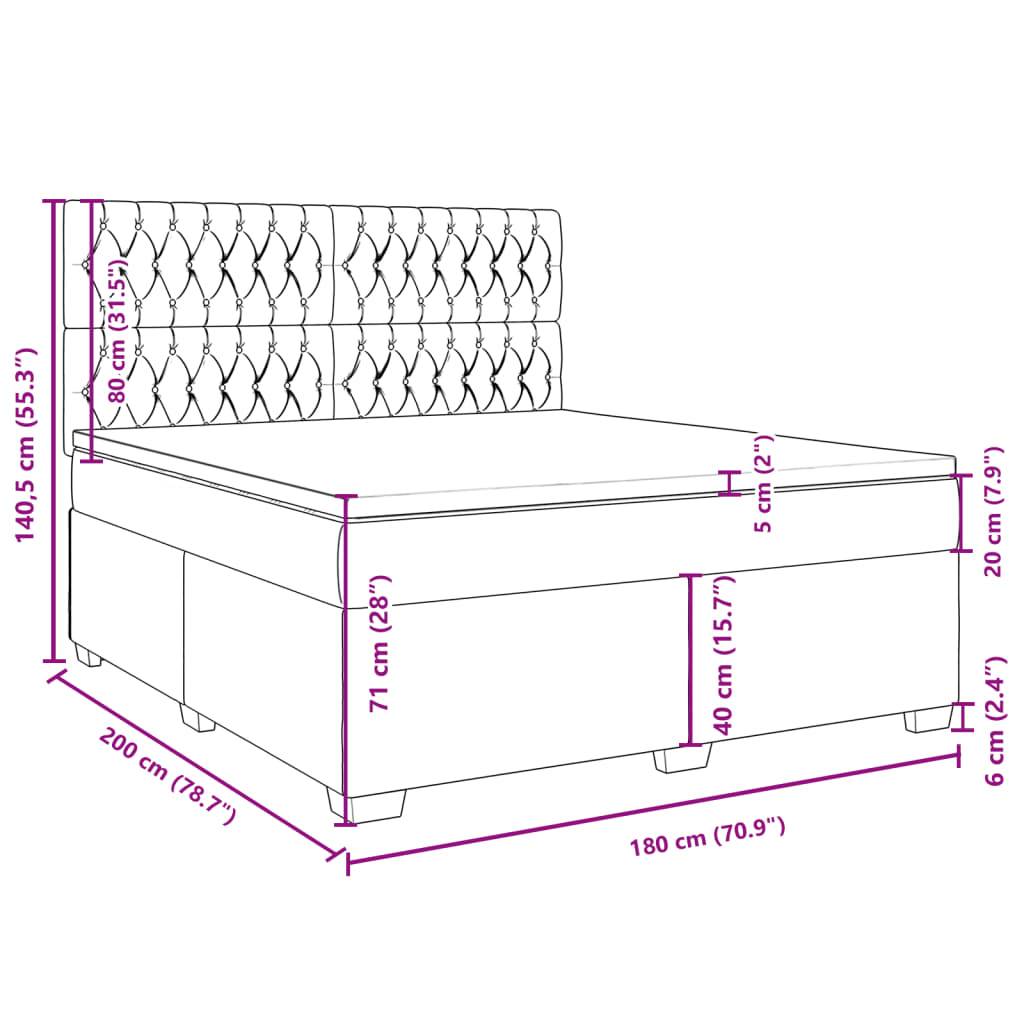 vidaXL Boxspringbett mit Matratze Dunkelgrau 180x200 cm Samt