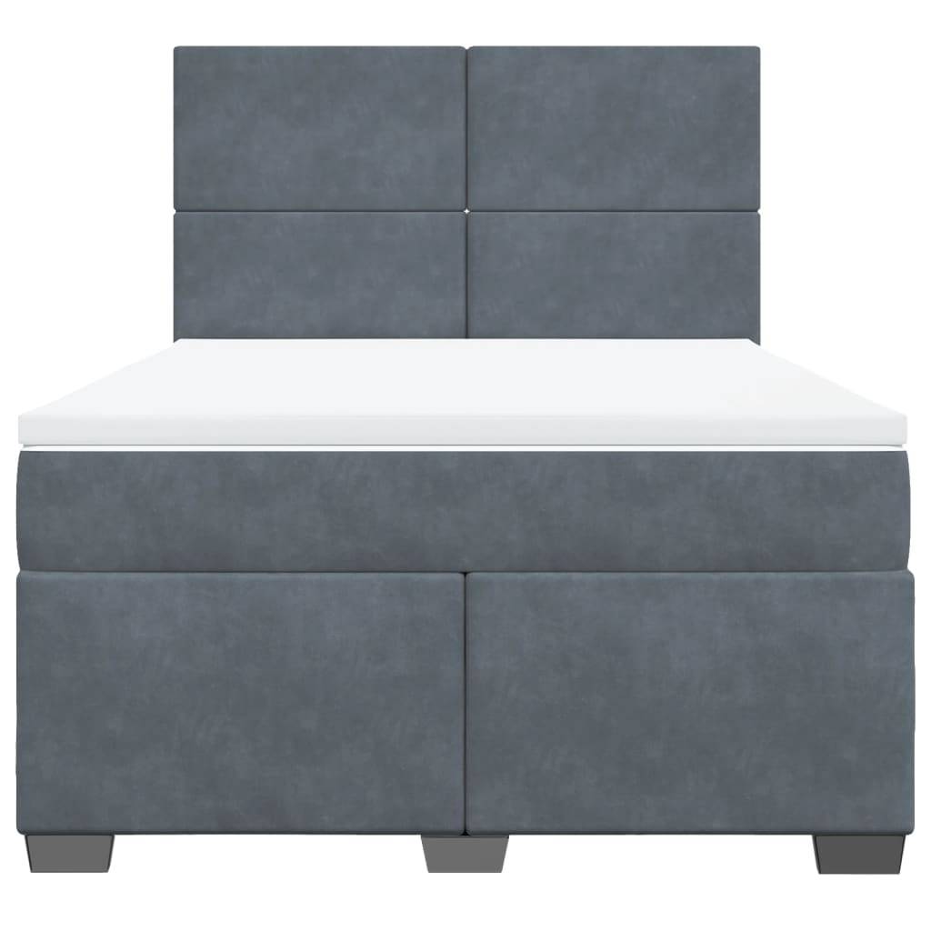 vidaXL Boxspringbett mit Matratze Dunkelgrau 160x200 cm Samt