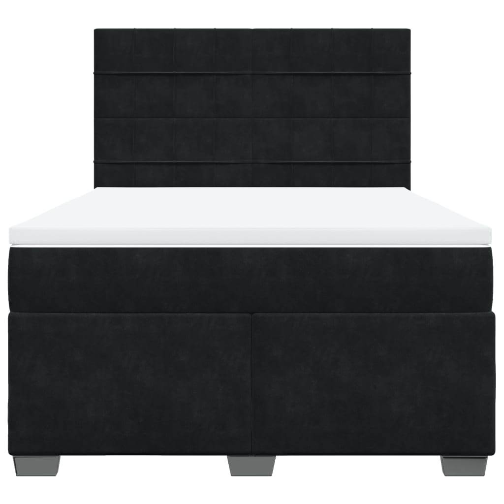 vidaXL Boxspringbett mit Matratze Schwarz 140x200 cm Samt