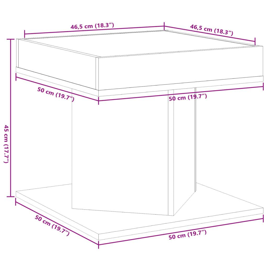 vidaXL LED-Couchtisch Räuchereiche 50x50x45 cm Holzwerkstoff