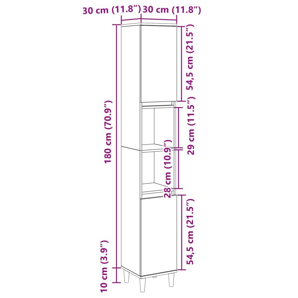 vidaXL Badschrank Sonoma-Eiche 30x30x190 cm Holzwerkstoff