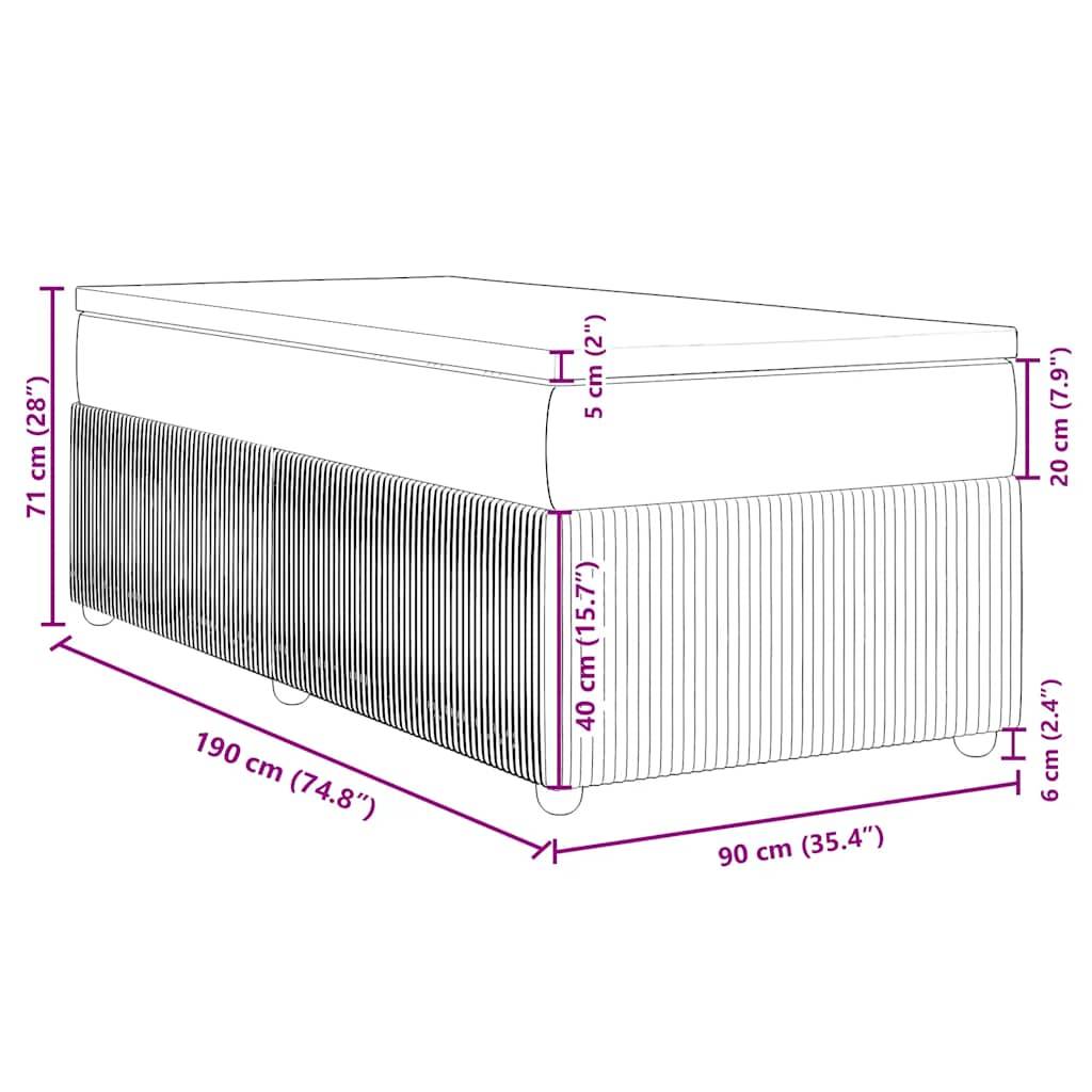 vidaXL Boxspringbett mit Matratze Dunkelgrün 90x190 cm Samt