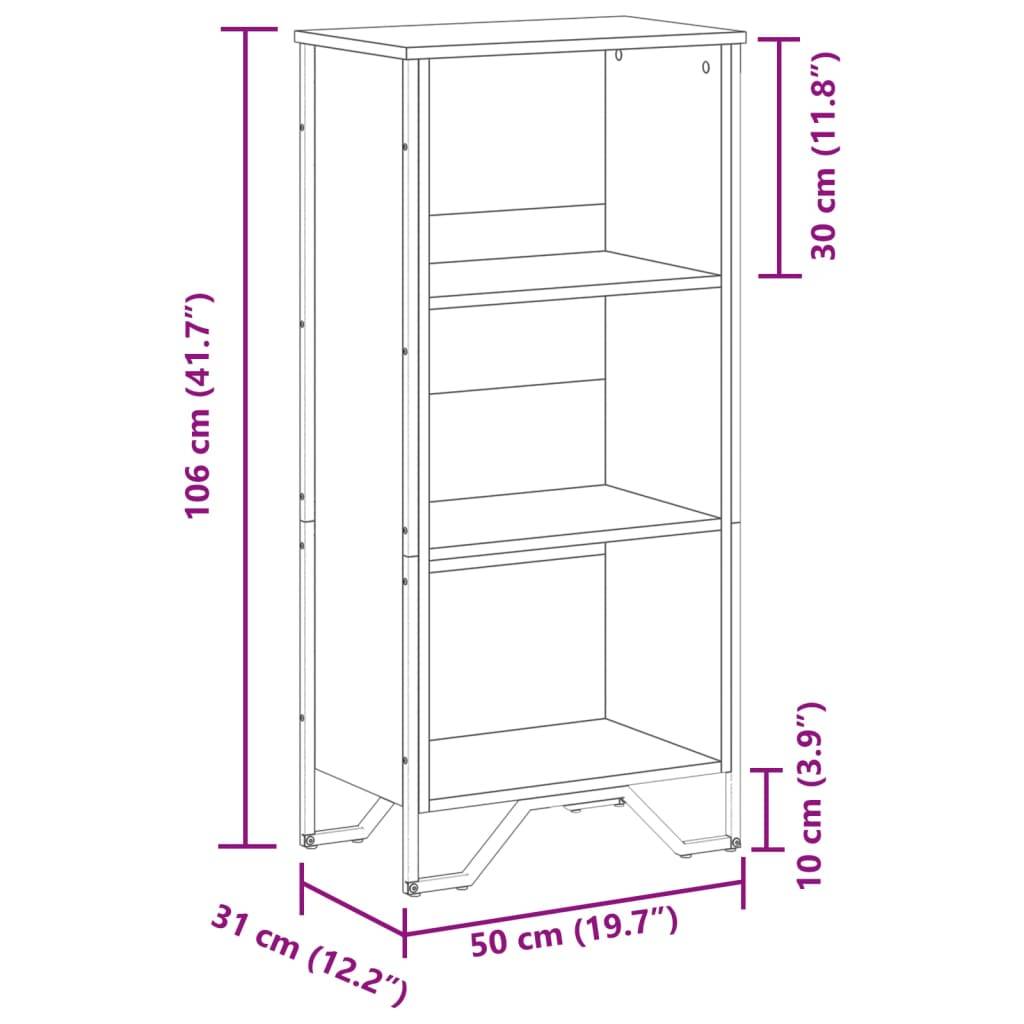 vidaXL Bücherregal Grau Sonoma 50x31x106 cm Holzwerkstoff