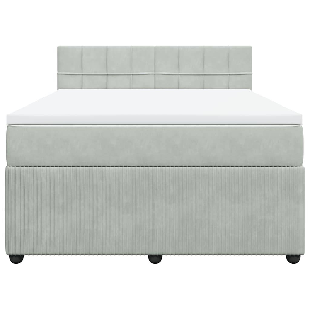 vidaXL Boxspringbett mit Matratze Hellgrau 140x200 cm Samt