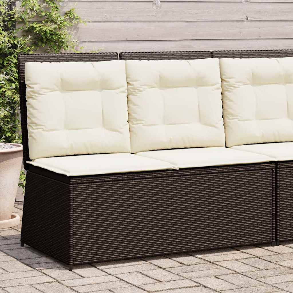 vidaXL Gartenbank Verstellbar mit Kissen Braun Poly Rattan