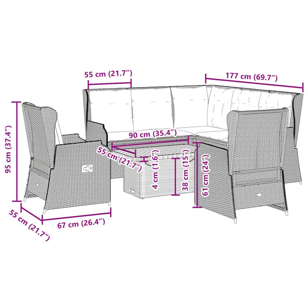 vidaXL 6-tlg. Garten-Lounge-Set mit Kissen Schwarz Poly Rattan