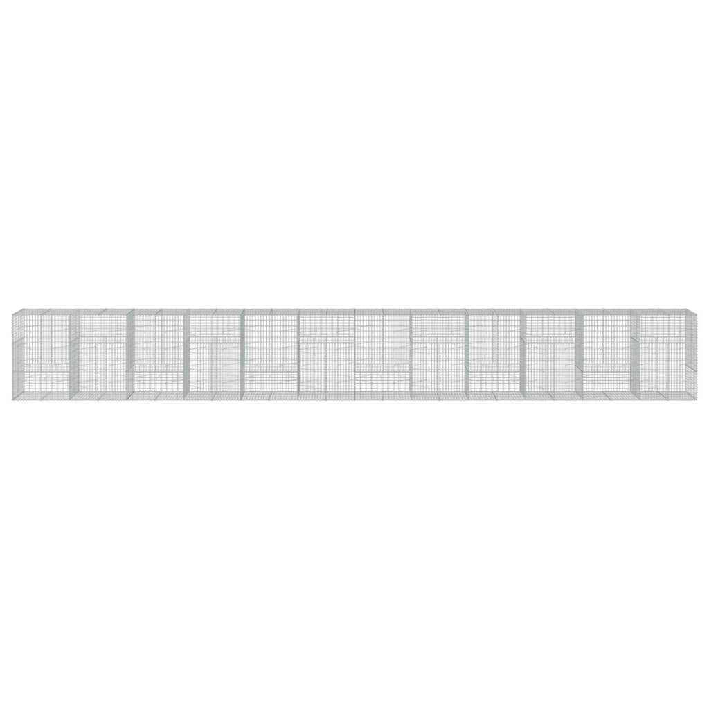 vidaXL Gabione mit Deckel 1200x100x150 cm Verzinktes Eisen