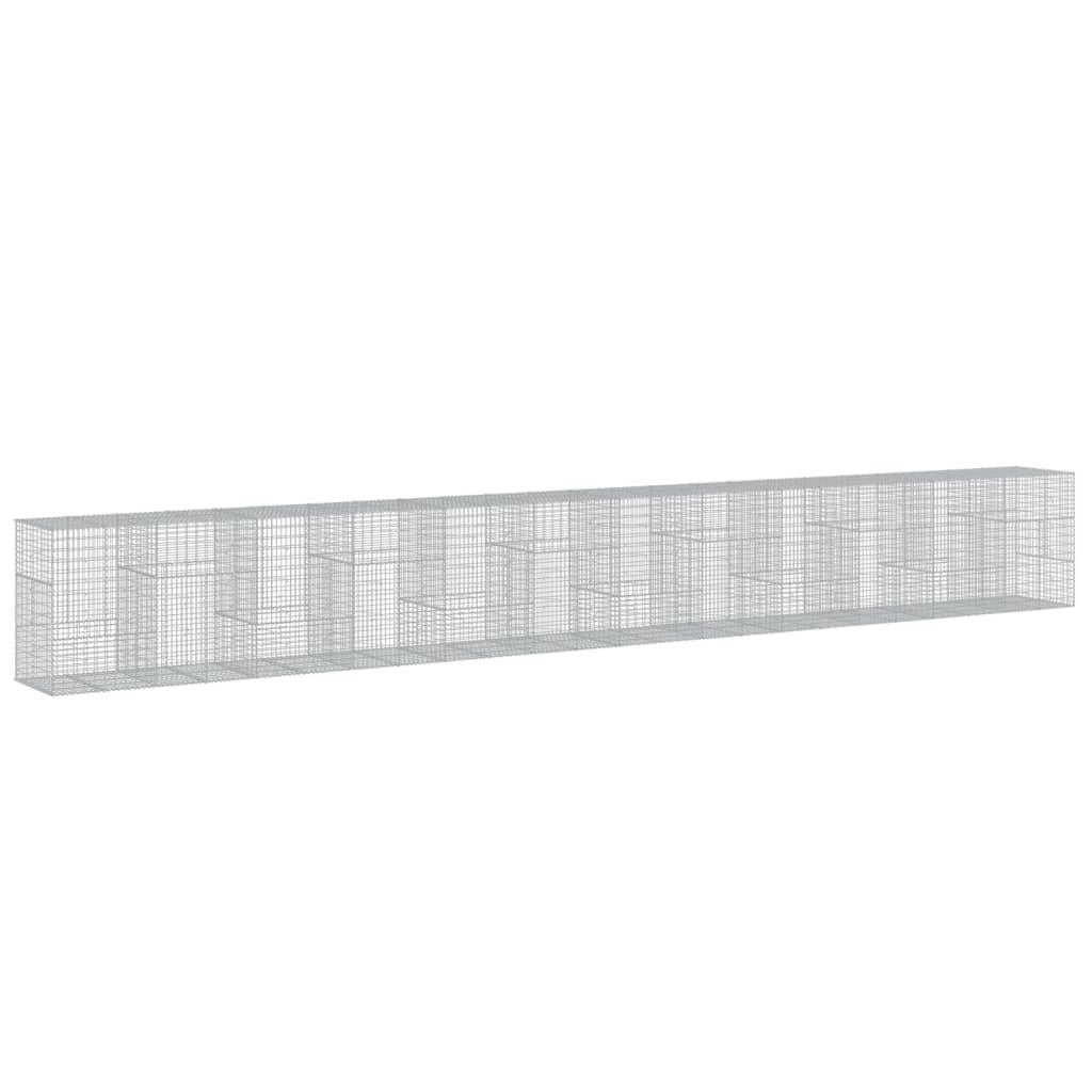 vidaXL Gabione mit Deckel 1200x100x150 cm Verzinktes Eisen