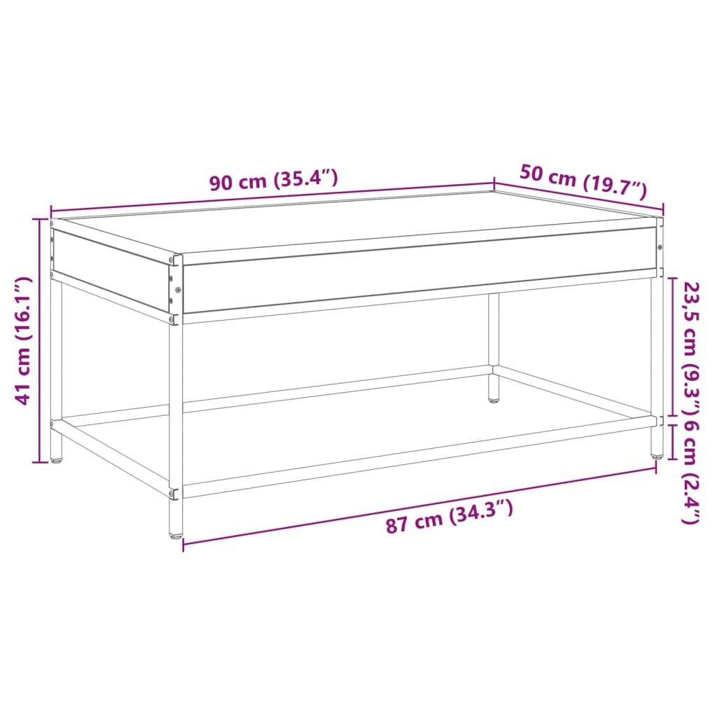 vidaXL Couchtisch mit Infinity-LED Braun Eichen-Optik 90x50x41 cm