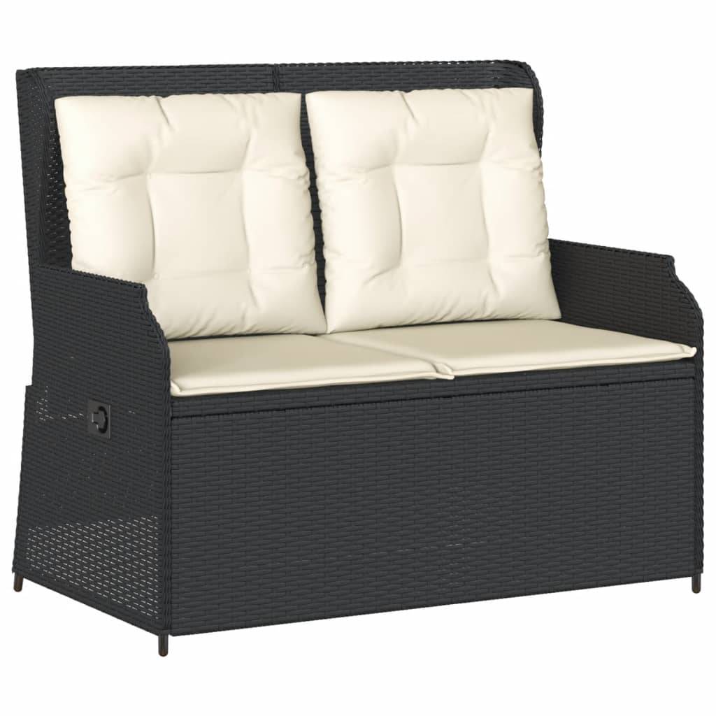 vidaXL 3-tlg. Garten-Lounge-Set mit Kissen Schwarz Poly Rattan