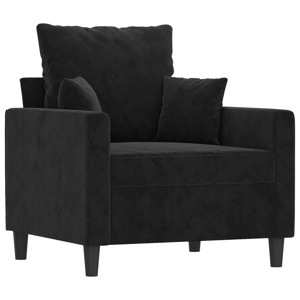 vidaXL 3-tlg. Sofagarnitur mit Kissen Schwarz Samt