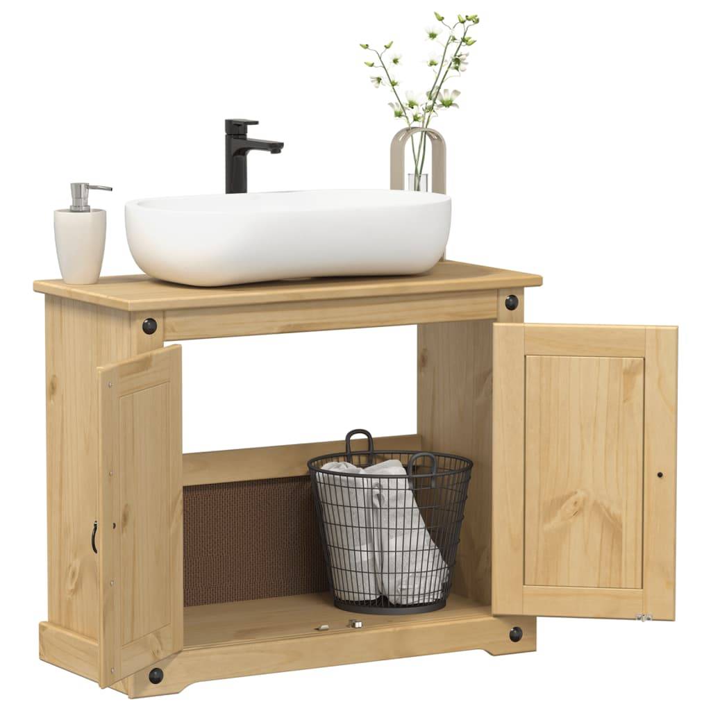 vidaXL Waschbeckenunterschrank Corona 73x33x60 cm Massivholz Kiefer