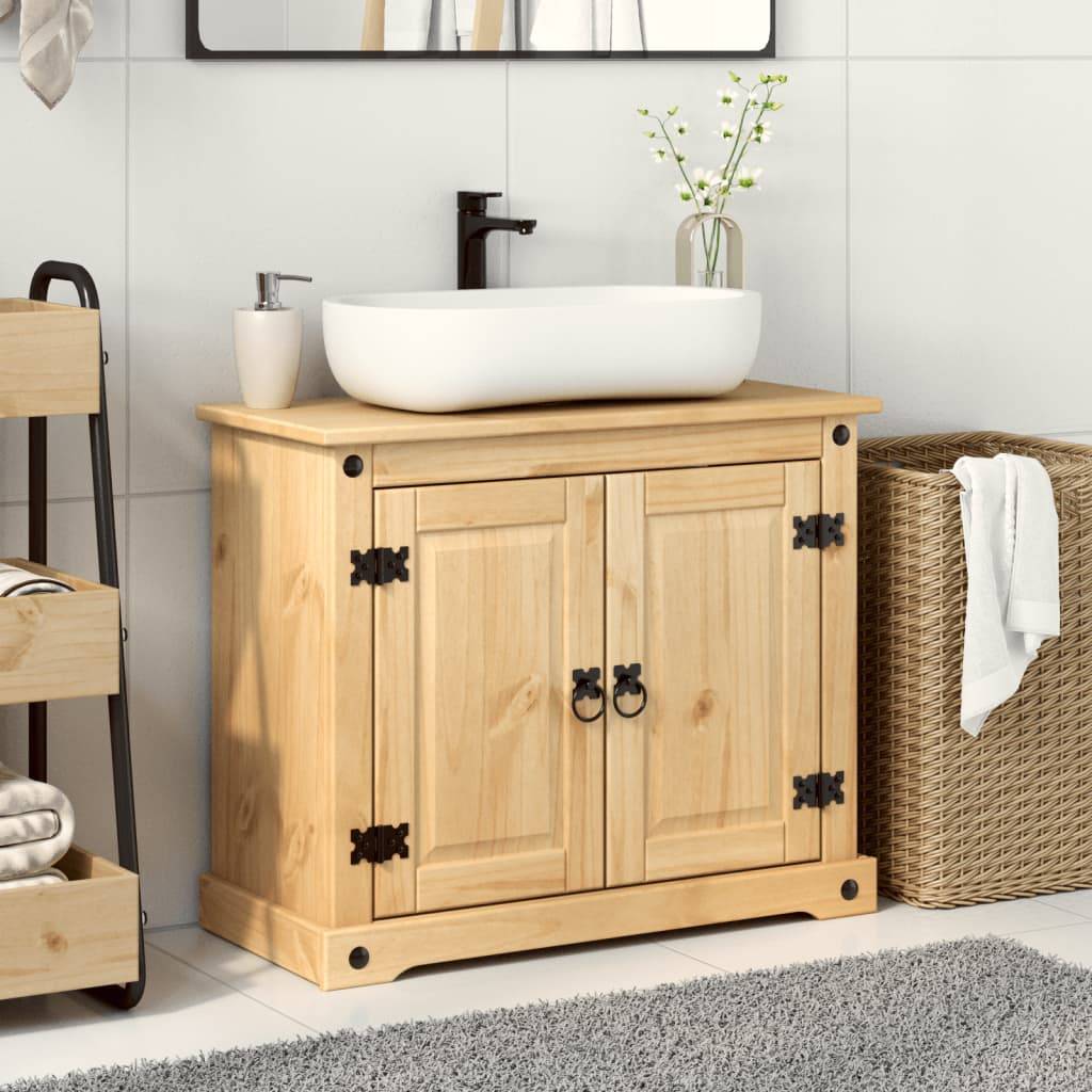 vidaXL Waschbeckenunterschrank Corona 73x33x60 cm Massivholz Kiefer