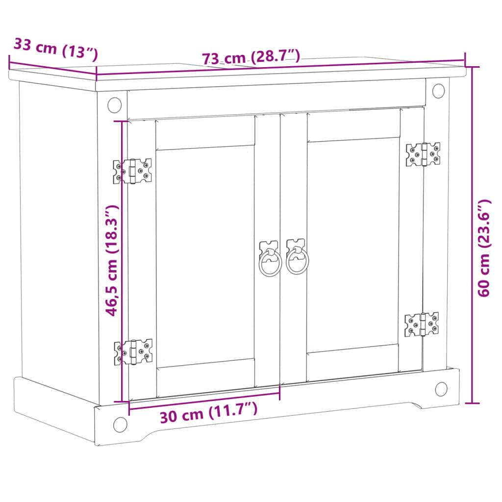 vidaXL Waschbeckenunterschrank Corona 73x33x60 cm Massivholz Kiefer