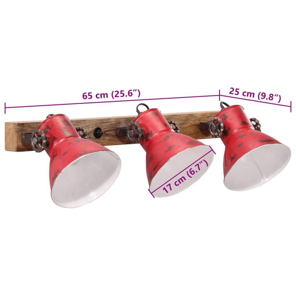 vidaXL Wandleuchte 25 W Rot 65x25 cm E27