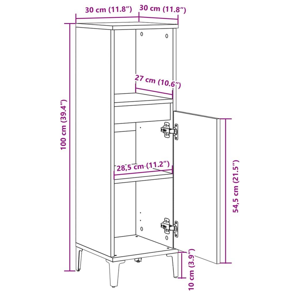 vidaXL Badschrank Sonoma-Eiche 30x30x100 cm Holzwerkstoff