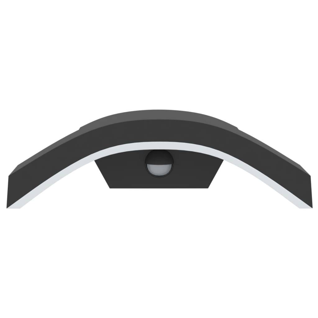 vidaXL LED-Außenwandleuchten mit Sensor 2 Stk. Schwarz Aludruckguss