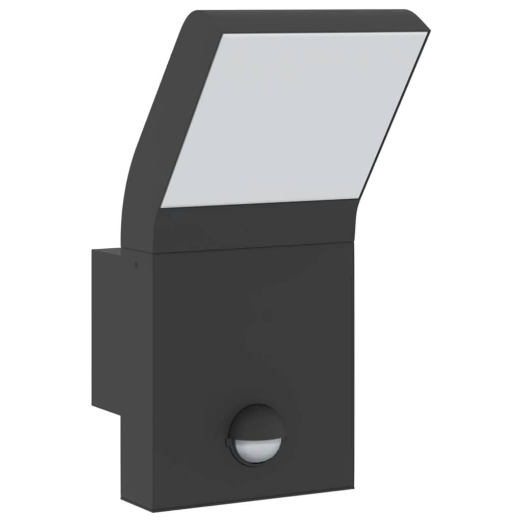 vidaXL LED-Außenwandleuchten mit Sensor 2 Stk. Schwarz Aludruckguss