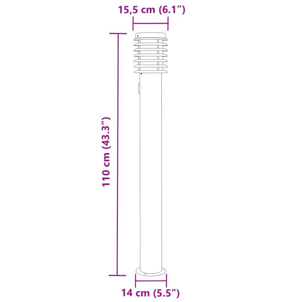 vidaXL Wegeleuchte mit Steckdose Silbern 110 cm Edelstahl