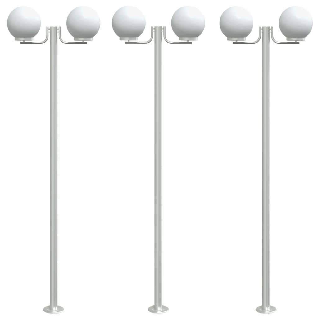 vidaXL Wegeleuchten 3 Stk. Silbern 215 cm Edelstahl