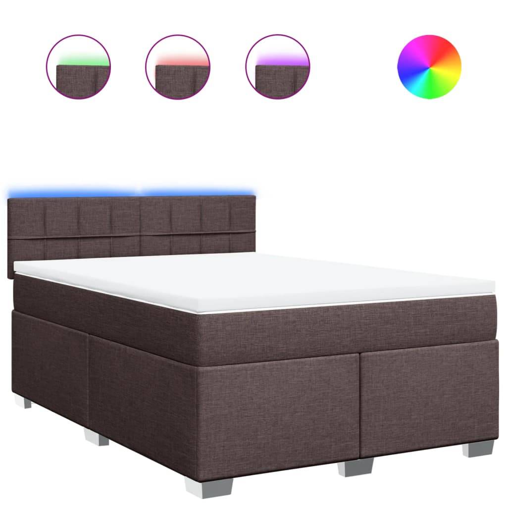 vidaXL Boxspringbett mit Matratze Dunkelbraun 160x200 cm Stoff