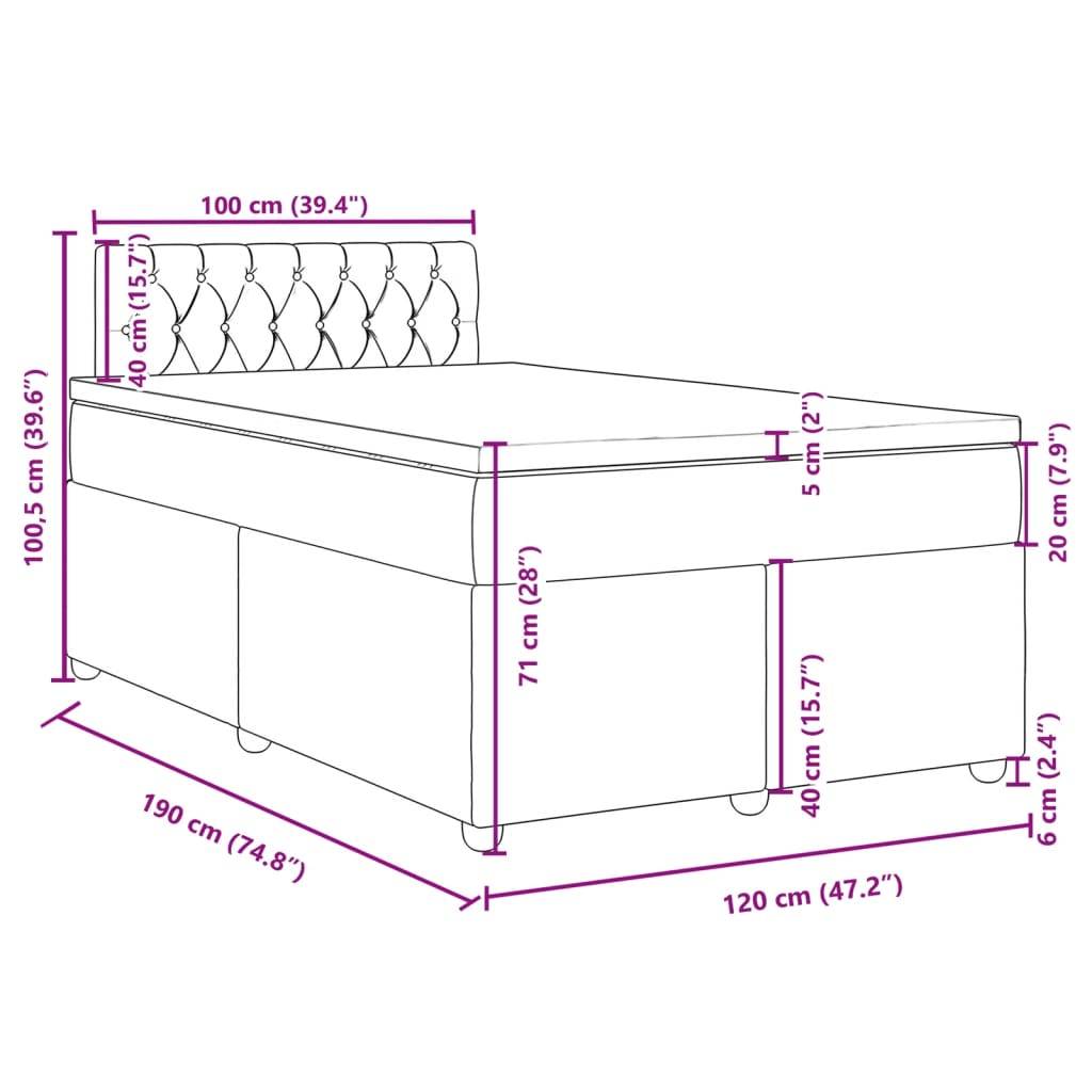 vidaXL Boxspringbett mit Matratze Schwarz 120x190 cm Stoff