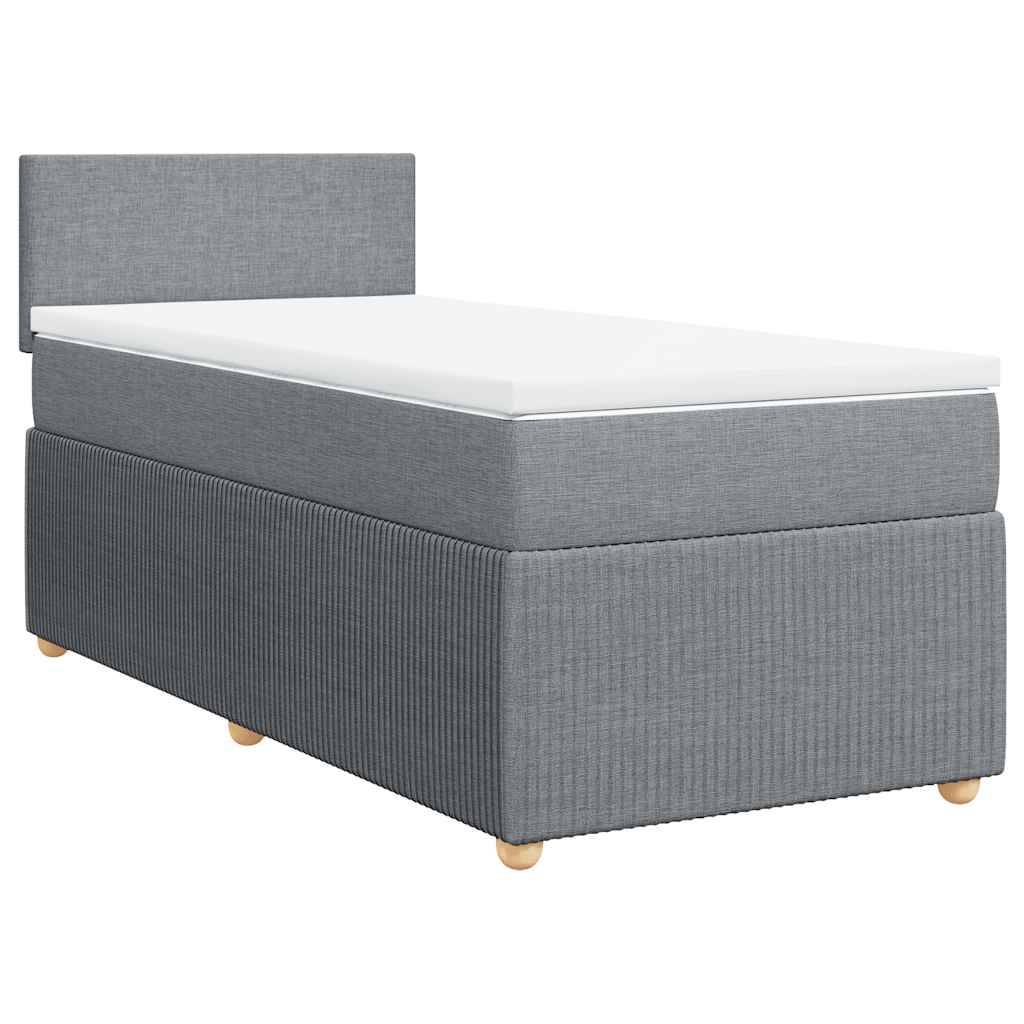 vidaXL Boxspringbett mit Matratze Hellgrau 90x190 cm Stoff