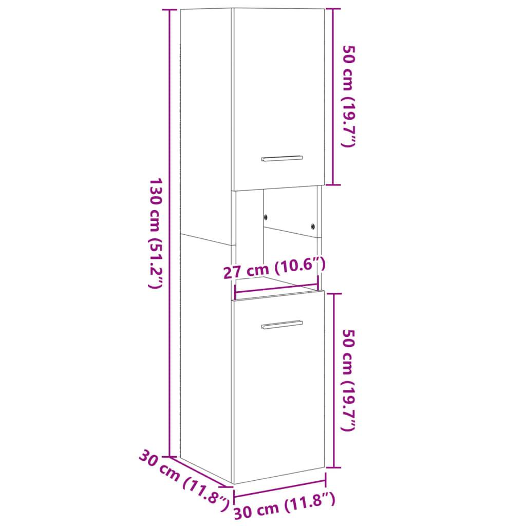 vidaXL Badezimmerschrank Sonoma-Eiche 30x30x130 cm Holzwerkstoff