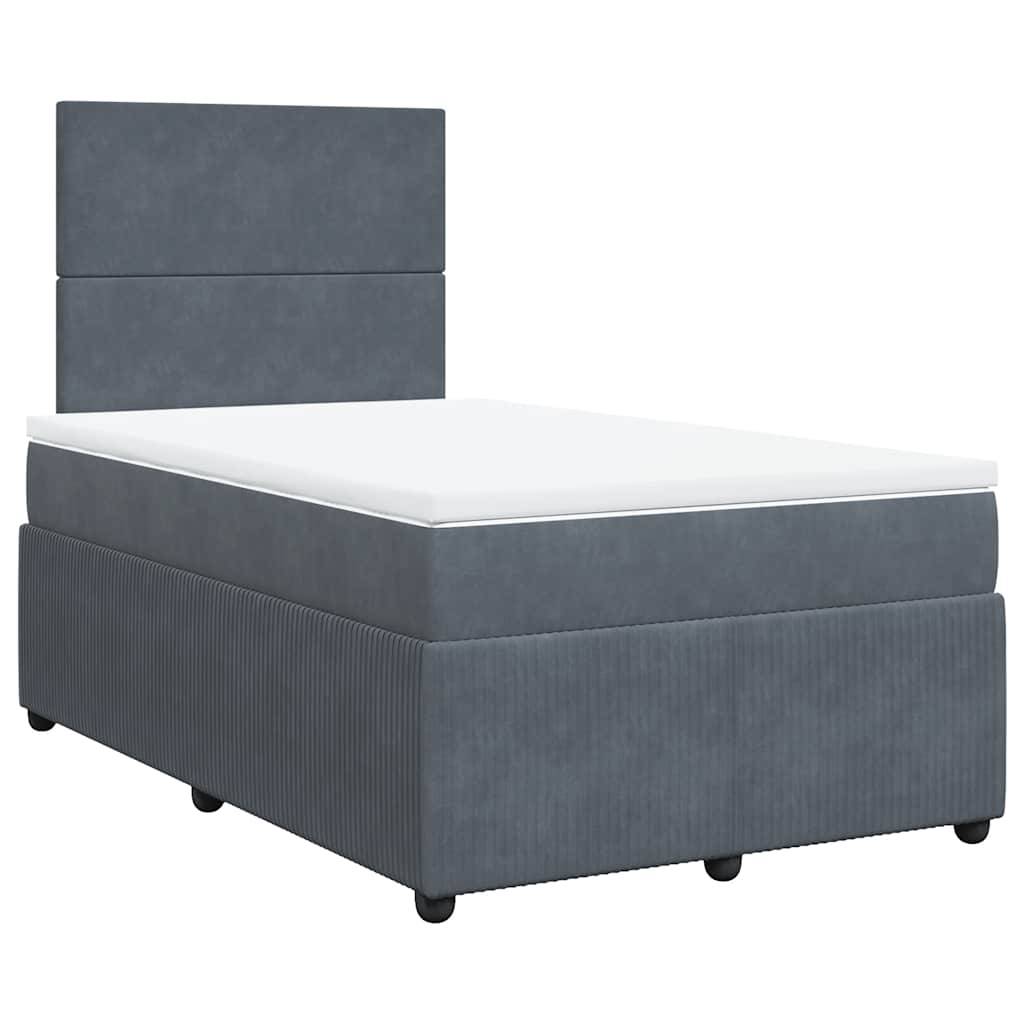 vidaXL Boxspringbett mit Matratze Dunkelgrau 120x200 cm Samt