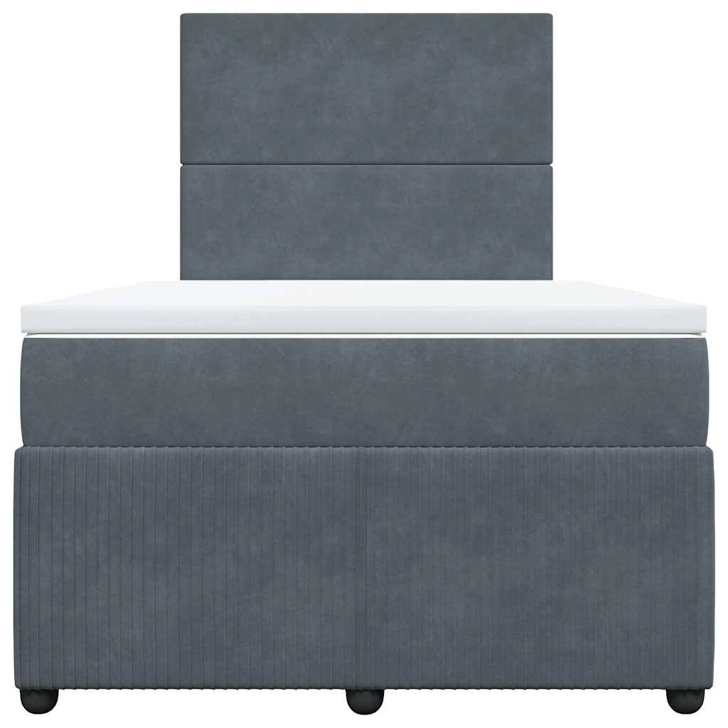 vidaXL Boxspringbett mit Matratze Dunkelgrau 120x200 cm Samt