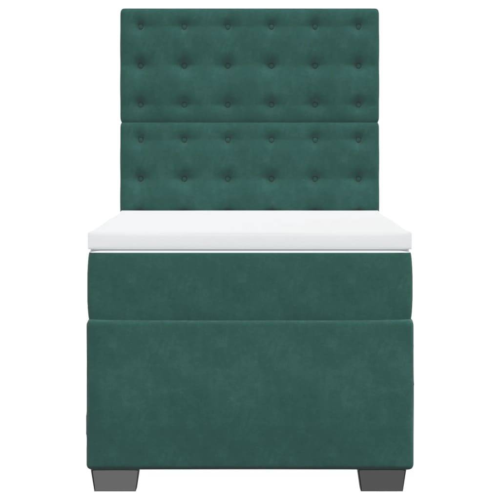 vidaXL Boxspringbett mit Matratze Dunkelgrün 80x200 cm Samt