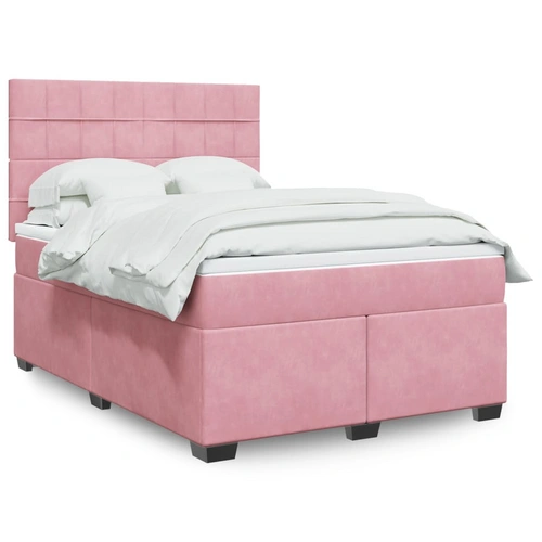 vidaXL Boxspringbett mit Matratze Rosa 160x200 cm Samt vidaXL Boxspringbett mit Matratze Rosa 160x200 cm Samt