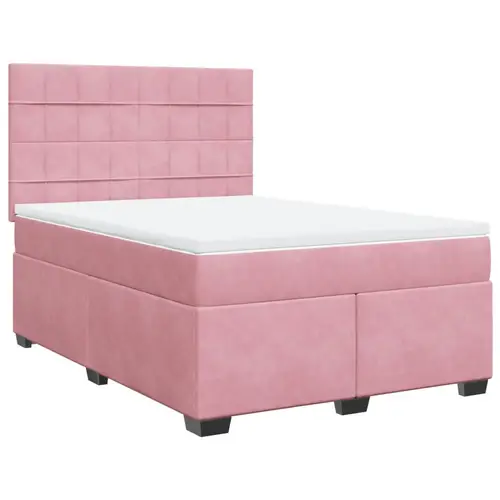 vidaXL Boxspringbett mit Matratze Rosa 160x200 cm Samt vidaXL Boxspringbett mit Matratze Rosa 160x200 cm Samt