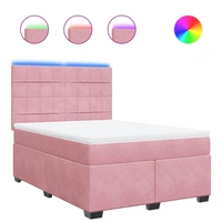 vidaXL Boxspringbett mit Matratze Rosa 160x200 cm Samt vidaXL Boxspringbett mit Matratze Rosa 160x200 cm Samt