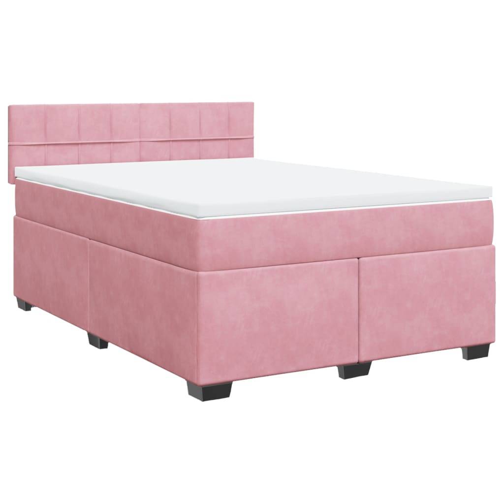 vidaXL Boxspringbett mit Matratze Rosa 160x200 cm Samt