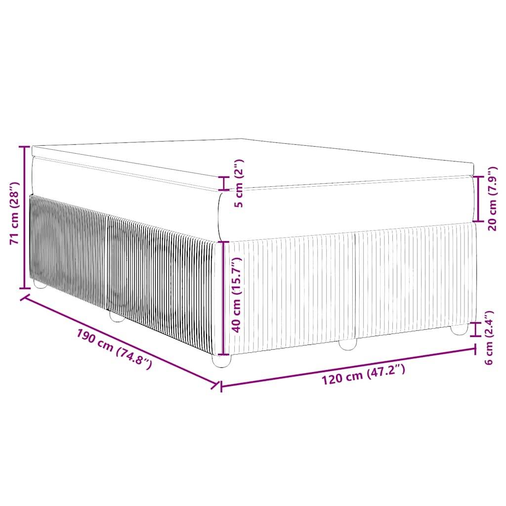 vidaXL Boxspringbett mit Matratze Creme 120x190 cm Stoff