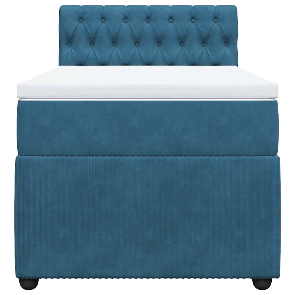 vidaXL Boxspringbett mit Matratze Blau 90x200 cm Samt