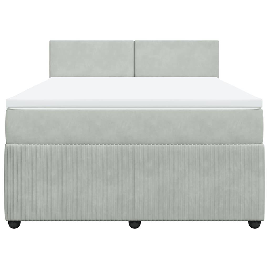 vidaXL Boxspringbett mit Matratze Hellgrau 140x200 cm Samt