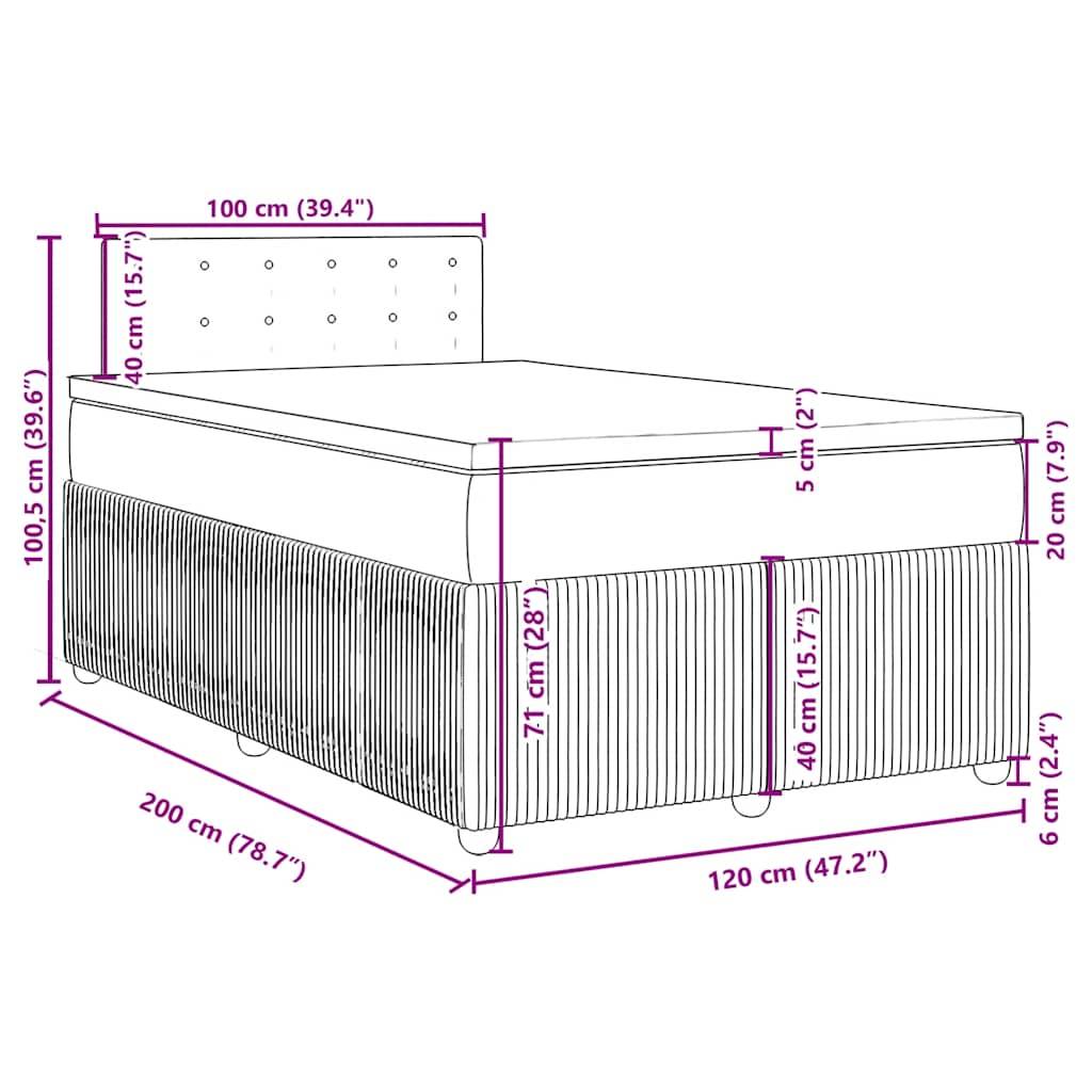 vidaXL Boxspringbett mit Matratze Blau 120x200 cm Samt