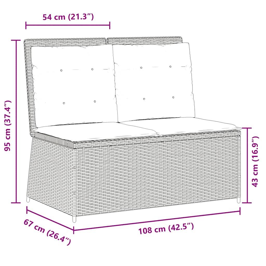 vidaXL Gartenbank Verstellbar mit Kissen Beige Poly Rattan