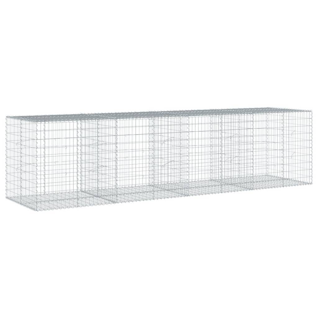 vidaXL Gabione mit Deckel 400x100x100 cm Verzinktes Eisen