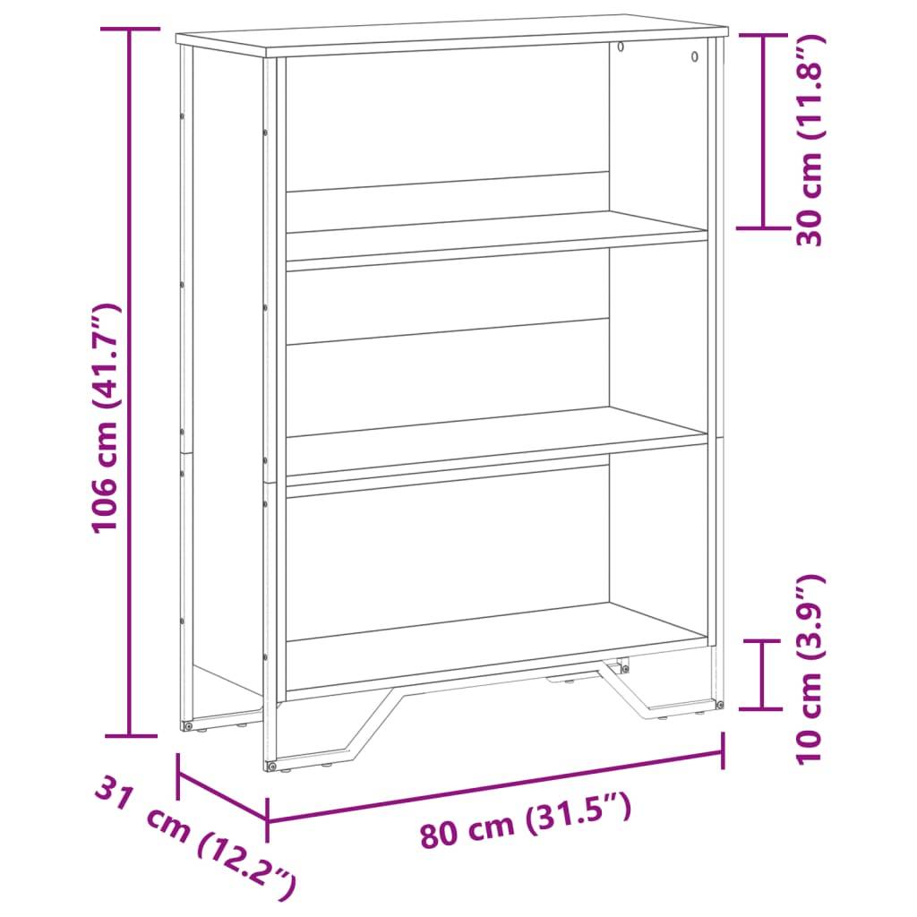 vidaXL Bücherregal Grau Sonoma 80x31x106 cm Holzwerkstoff