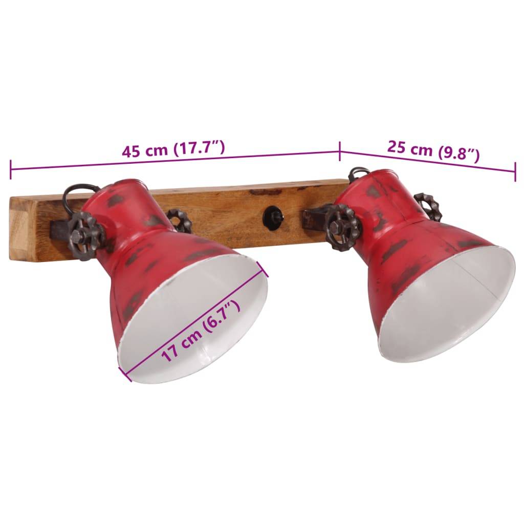 vidaXL Wandleuchte 25 W Rot 45x25 cm E27