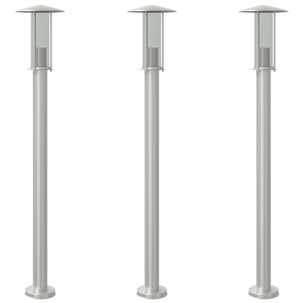 vidaXL Wegeleuchten 3 Stk. Silbern 100 cm Edelstahl