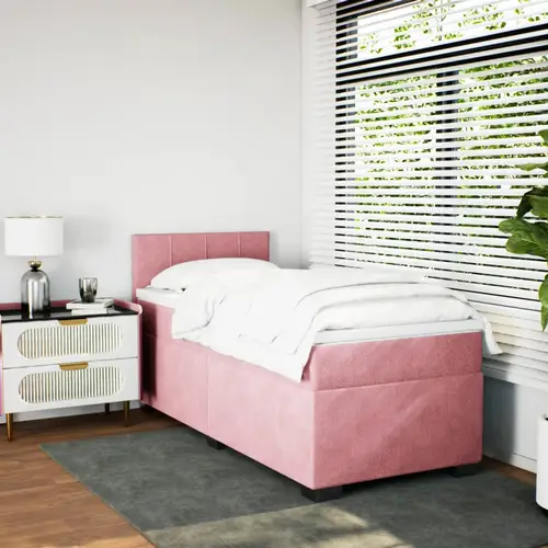 vidaXL Boxspringbett mit Matratze Rosa 90x190 cm Samt vidaXL Boxspringbett mit Matratze Rosa 90x190 cm Samt