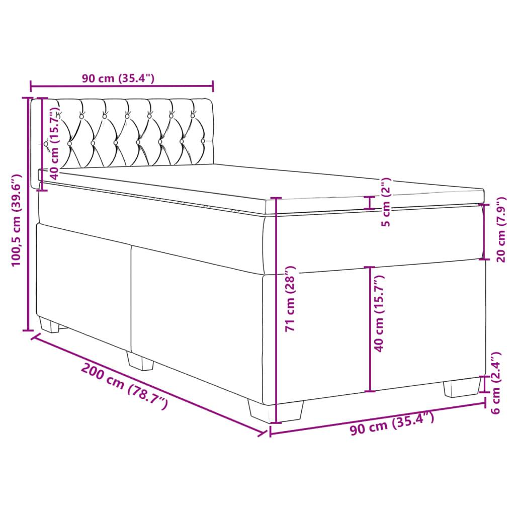 vidaXL Boxspringbett mit Matratze Taupe 90x200 cm Stoff