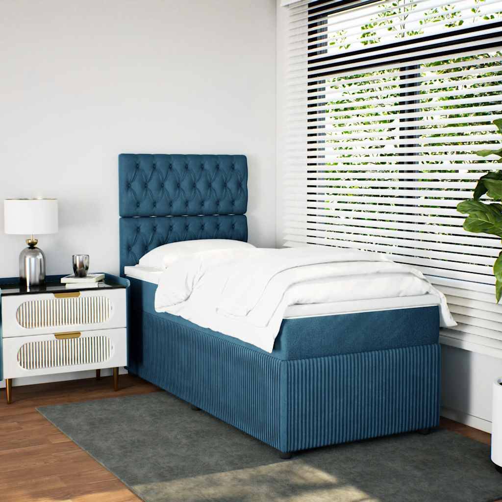 vidaXL Boxspringbett mit Matratze Blau 80x200 cm Samt